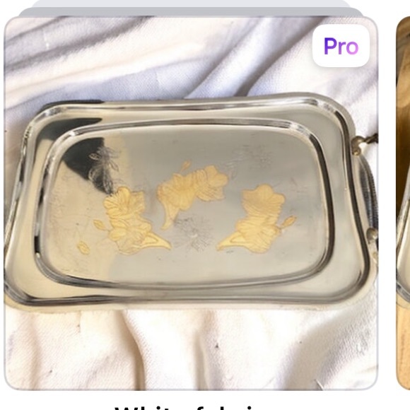 Other - Elegant Silver Tray with Gold Floral Design